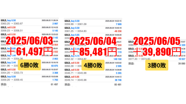 FXスキャルピング　トレード結果　2025/06/03 から
