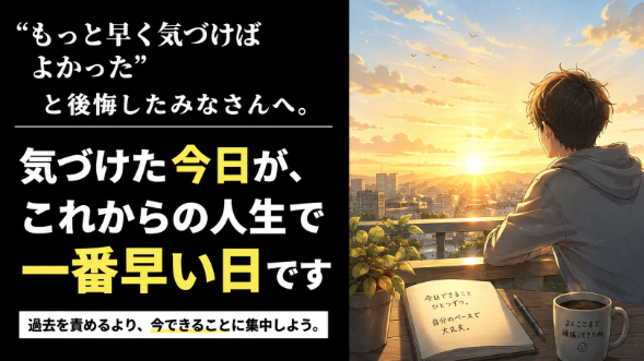 「もっと早く気づけばよかった」と思ったみなさんへ。気づけた今日が、これからの人生で一番早い日です