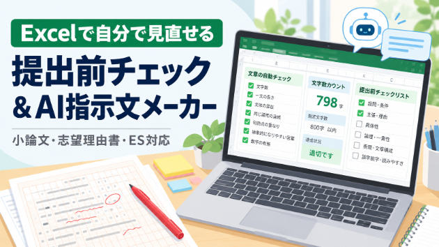 小論文・志望理由書・ESの提出前チェックに！Excelで文章を見直せる便利ツール