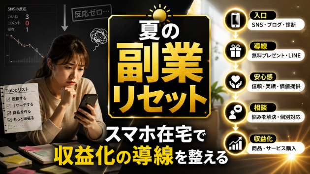 【副業初心者】夏のうちに差がつく人の共通点｜スマホ在宅で収益化を近づける《導線リセット術》