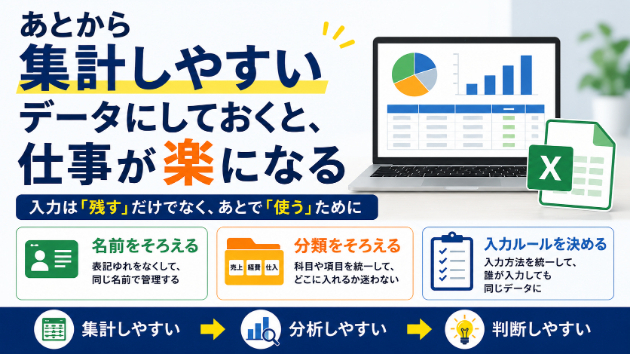 あとから集計しやすいデータにしておくと、仕事がかなり楽になる