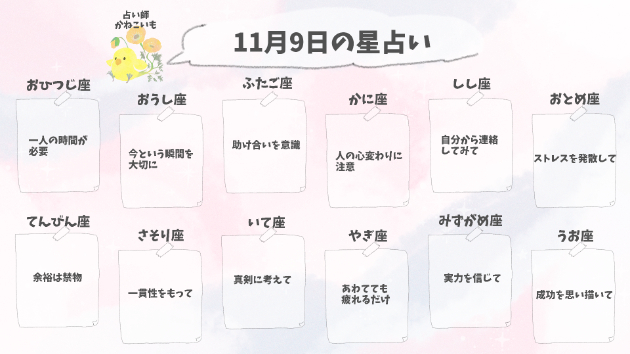 11月9日のタロット星占い。