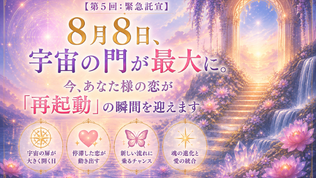 【第5回：緊急託宣】8月8日、宇宙の門が最大に。今、あなた様の恋が「再起動」の瞬間を迎えます