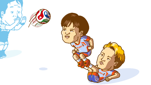 スカイラブハリケーンを練習するサッカー日本代表