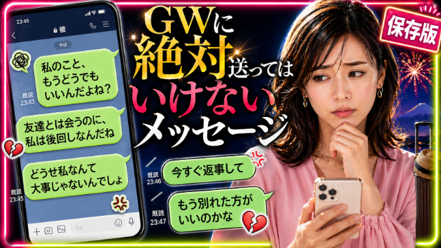 【保存版】GWに女性が男性へ絶対に送ってはいけないメッセージ❤