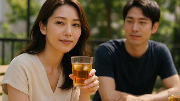麦茶のコップに映った“彼の未来の表情”