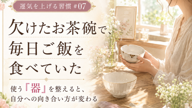 欠けたお茶碗で、毎日ご飯を食べていた  運気を上げる習慣 #07 使う「器」を整えると、自分への向き合い方が変わる