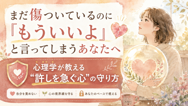 “まだ傷ついているのに『もういいよ』と言ってしまう”あなたへ。心理学が教える“許しを急ぐ心”の守り方