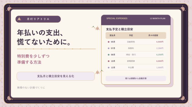 年払いの支出、慌てないために。特別費を少しずつ準備する方法
