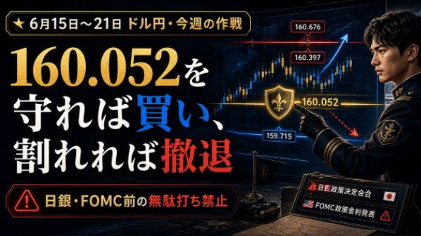 160.052を守れば押し目買い、割れれば撤退。リベンジ隊員は日銀・FOMC前の無駄打ち禁止