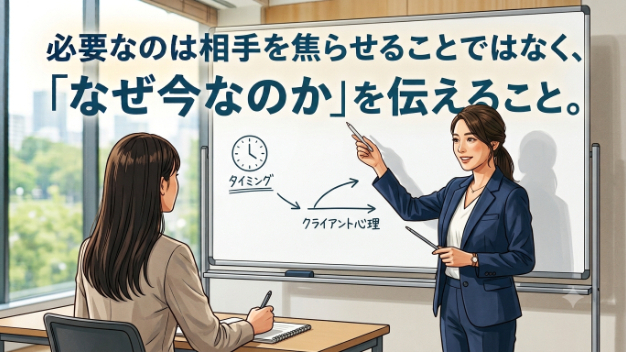 Narrow downとは、相手を焦らせることではなく、「なぜ今なのか」を伝えること。