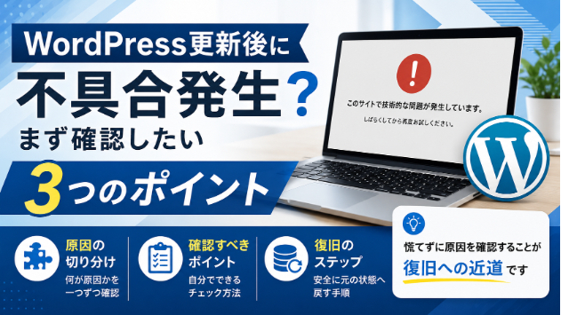 WordPress更新後にサイトが崩れた！そんな時にまず確認したいポイント