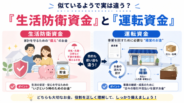 似ているようで実は違う？「生活防衛資金」と「運転資金」