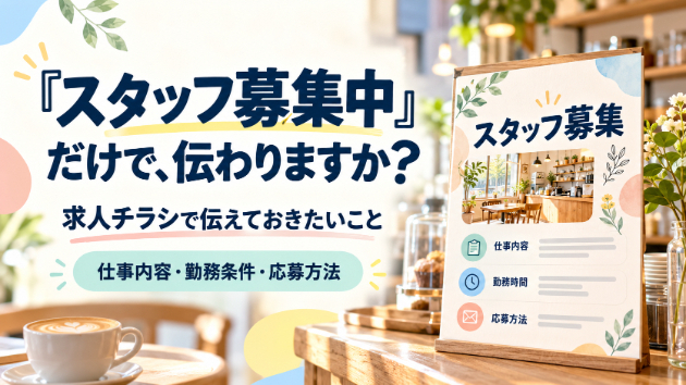 「スタッフ募集中」だけでは、応募を判断できない｜求人チラシで伝えておきたいこと