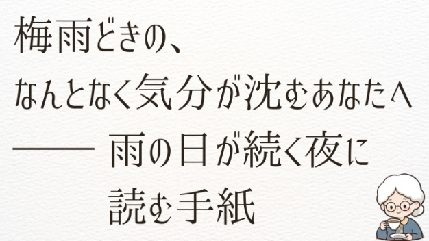 梅雨どきの、なんとなく気分が沈むあなたへ ―― 雨の日が続く夜に読む手紙