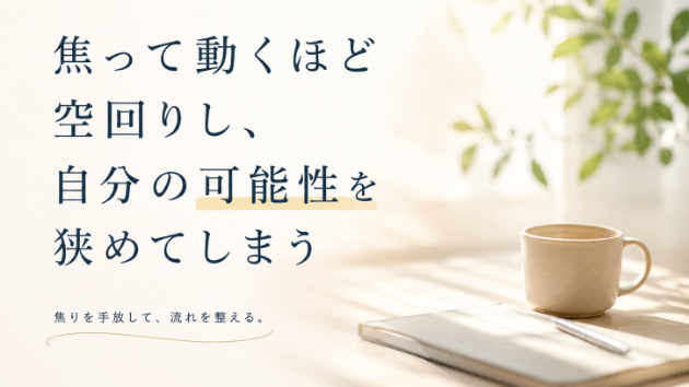 焦って動くほど空回りし、自分の可能性を狭めてしまう