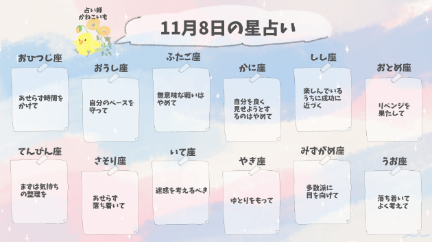 11月8日のタロット星占い。