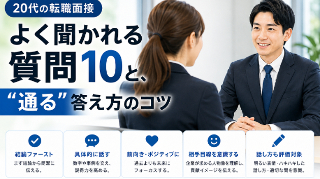 【20代の転職面接】よく聞かれる質問10と、"通る"答え方のコツ
