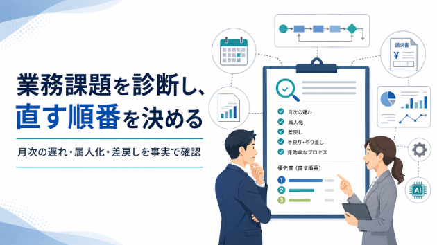 月次決算が遅い、担当者が休むと止まる。原因と直す順番を、診断書にしてお渡しします（K'zコンサルティングのご紹介）