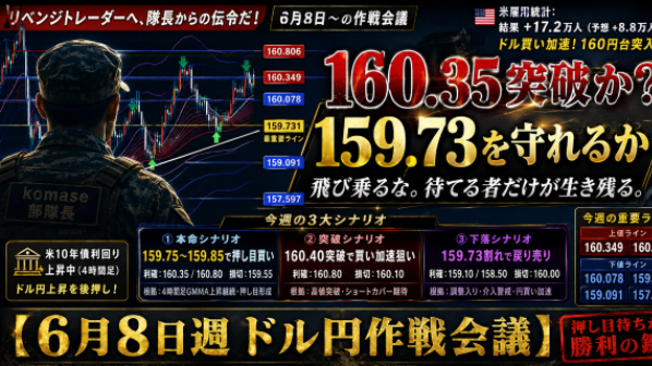 6月8日週｜ドル円160.30】総員傾聴――160.35突破か介入警戒か。リベンジ勢ほど“追いかけるな”の週が始まる