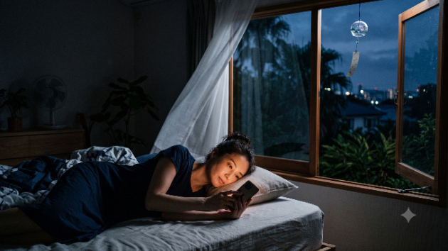 熱帯夜、風鈴の音と既読のつかないスマホ