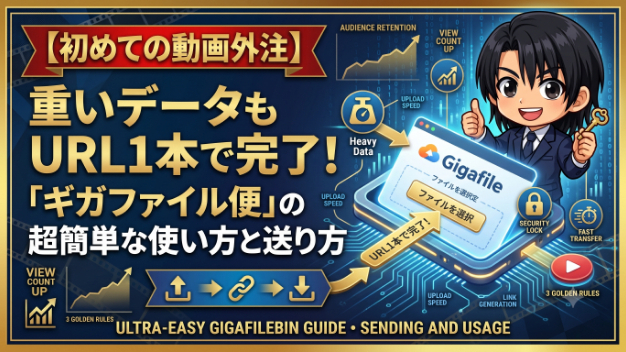 【初めての動画外注】重いデータもURL1本で完了！「ギガファイル便」の超簡単な使い方と送り方
