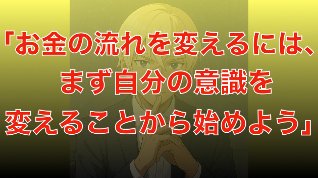 「お金の流れを変えるには、まず自分の意識を変えることから始めよう」