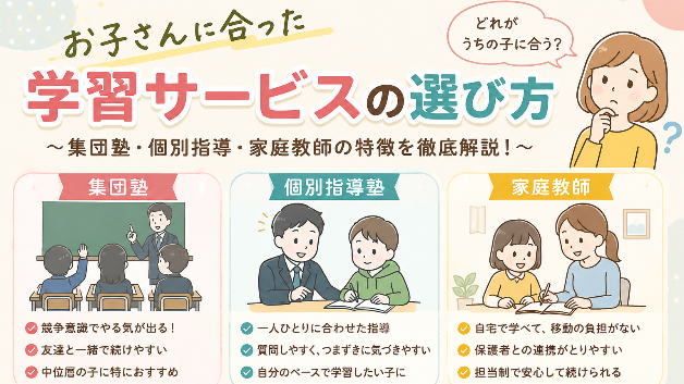 【選び方】集団塾・個別指導塾・家庭教師どれがいい？