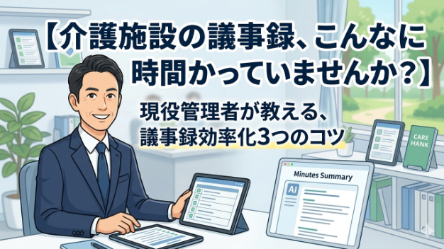 【介護施設の議事録、こんなに時間かかっていませんか？】  〜現役介護管理者が実践する、議事録を効率化する3つの方法〜
