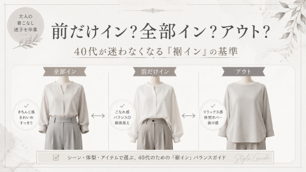 前だけイン？全部イン？アウト？40代が迷わなくなる「裾イン」の基準