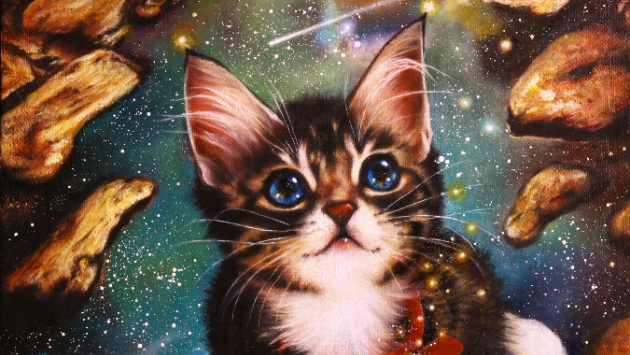 愛弟子作品☆画家 SAAYA【この月を夜空へ】〜KITTEN'S WISH〜