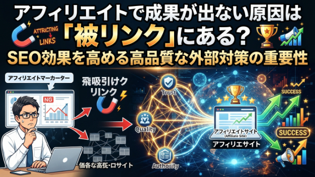 アフィリエイトで成果が出ない原因は「被リンク」にある？SEO効果を高める高品質な外部対策の重要性