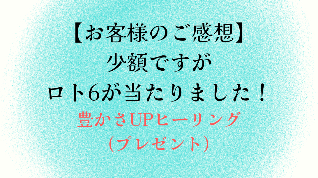 【お客様のご感想】少額ですがロト6が当たりました！