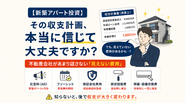 【新築アパート投資】その収支計画、本当に信じて大丈夫ですか？不動産会社があまり話さない「見えない費用」