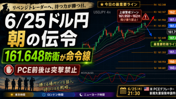 ドル円161.75付近｜PCE前の高値圏、リベンジ勢は161.648防衛まで待て