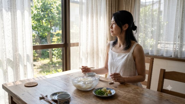 冷たい素麺をすする昼、彼の未練