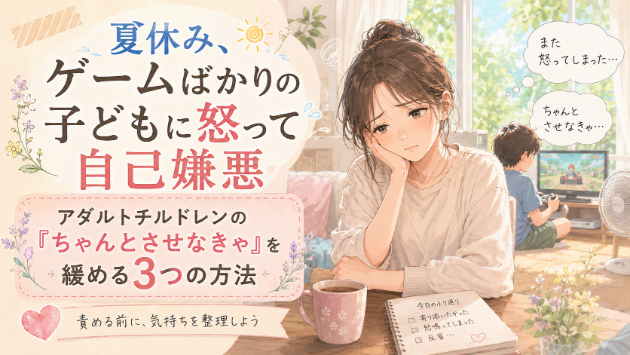 夏休み、ゲームばかりの子どもに怒って自己嫌悪｜アダルトチルドレンの「ちゃんとさせなきゃ」を緩める3つの方法