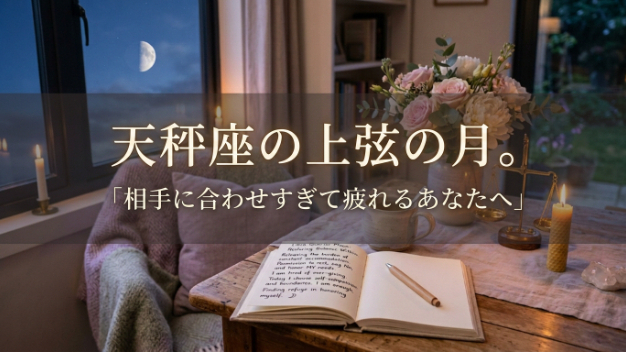 天秤座の上弦の月。 「相手に合わせすぎて疲れるあなたへ」