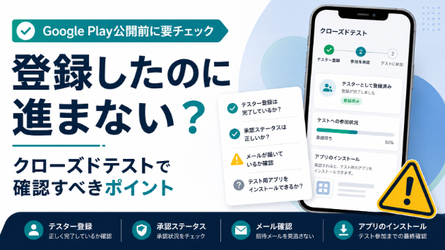クローズドテストで「登録したのに進まない」と感じたときに確認したいポイント【2026年7月19日更新】