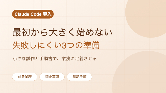 Claude Code導入で最初に決めたい3つのこと