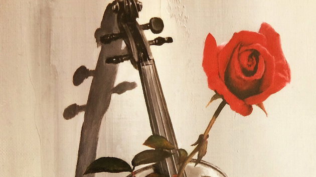 バイオリンと薔薇☆油彩画【愛を奏でて】～PLAY LOVE～