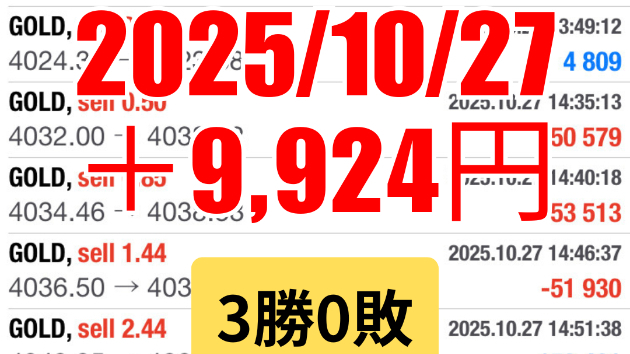 FXスキャルピング　トレード結果　2025/10/27
