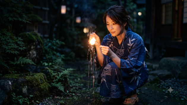 線香花火が落ちる夜、恋の答えは静寂の中に