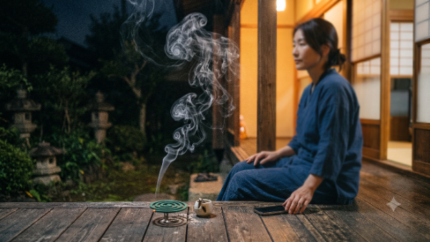 蚊取り線香の煙が揺れる縁側、彼の本心
