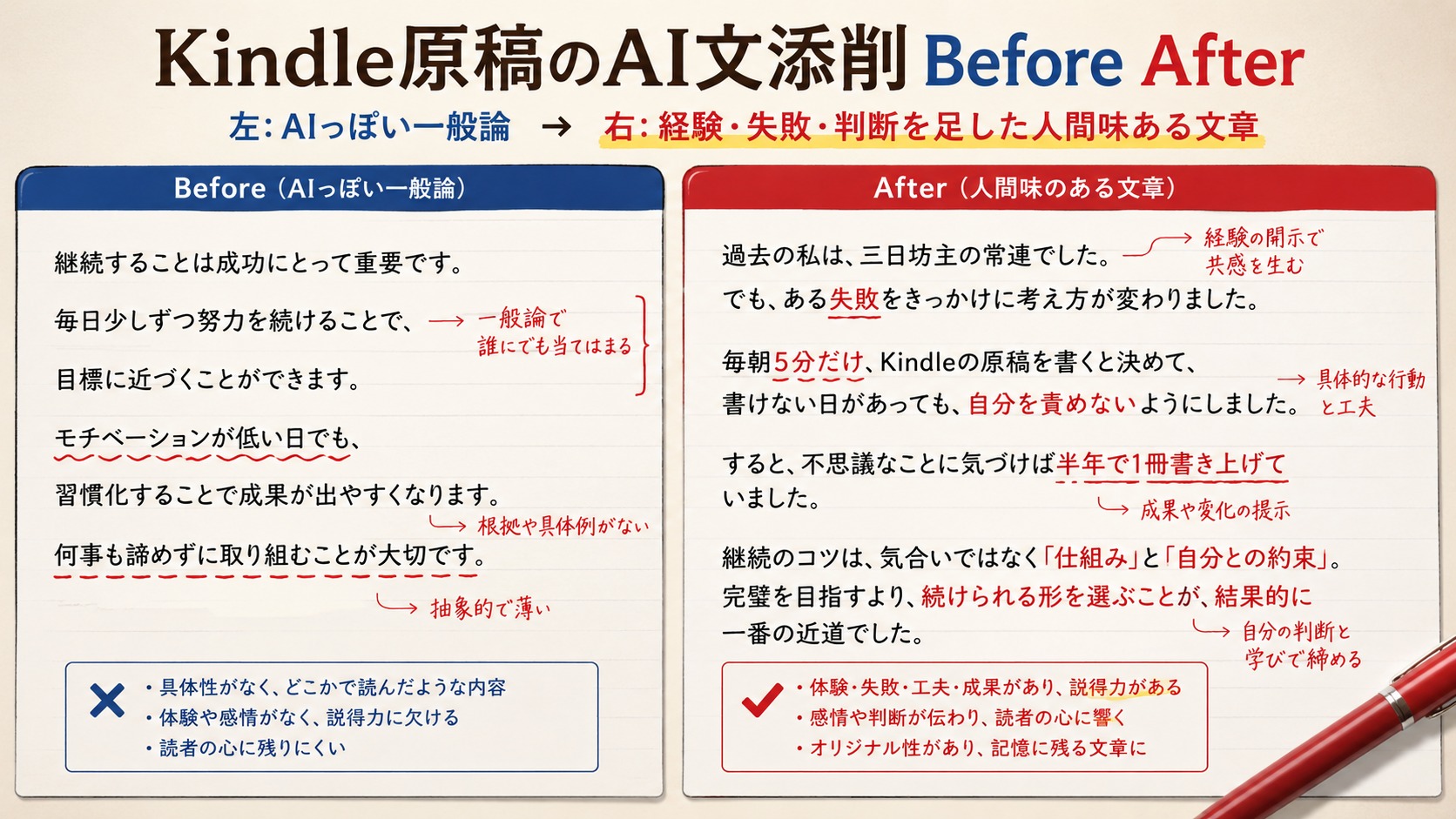AI文の添削Before After