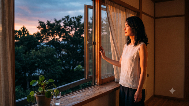 蝉時雨がやんだ夕方、彼を思い出す静けさ