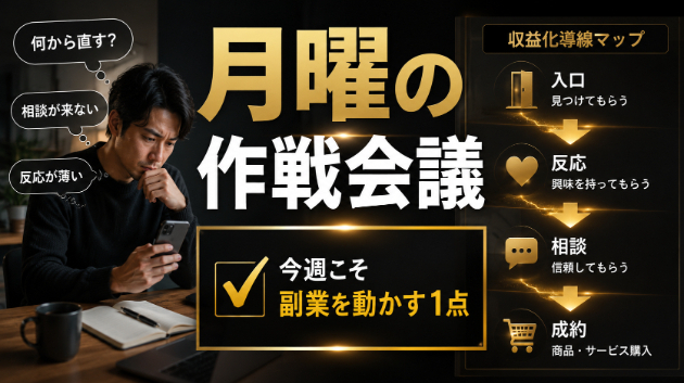 【副業初心者】今週こそ収益化を動かしたい人へ｜スマホ在宅で迷わない《月曜の作戦会議》