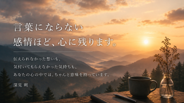 「言葉にならない感情ほど、心に残ります。」