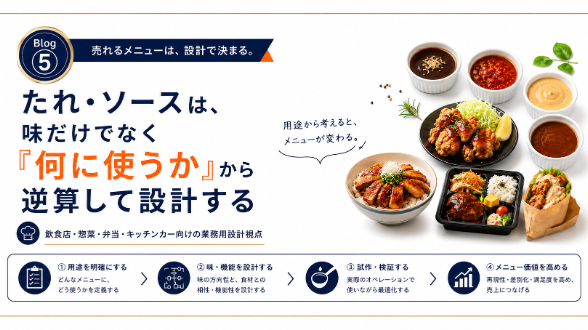 たれ・ソースは、味だけでなく「何に使うか」から逆算して設計する