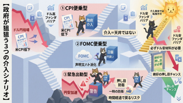 ​🚨【必読】政府が狙う3つの為替介入シナリオ！「介入＝トレンド転換」の大誤解を暴く